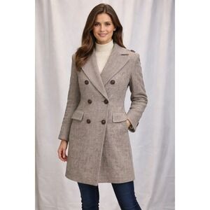 Vintage Fieldston Clothes Herringbone‎ Double Breasted Wool Coat Women Read Size